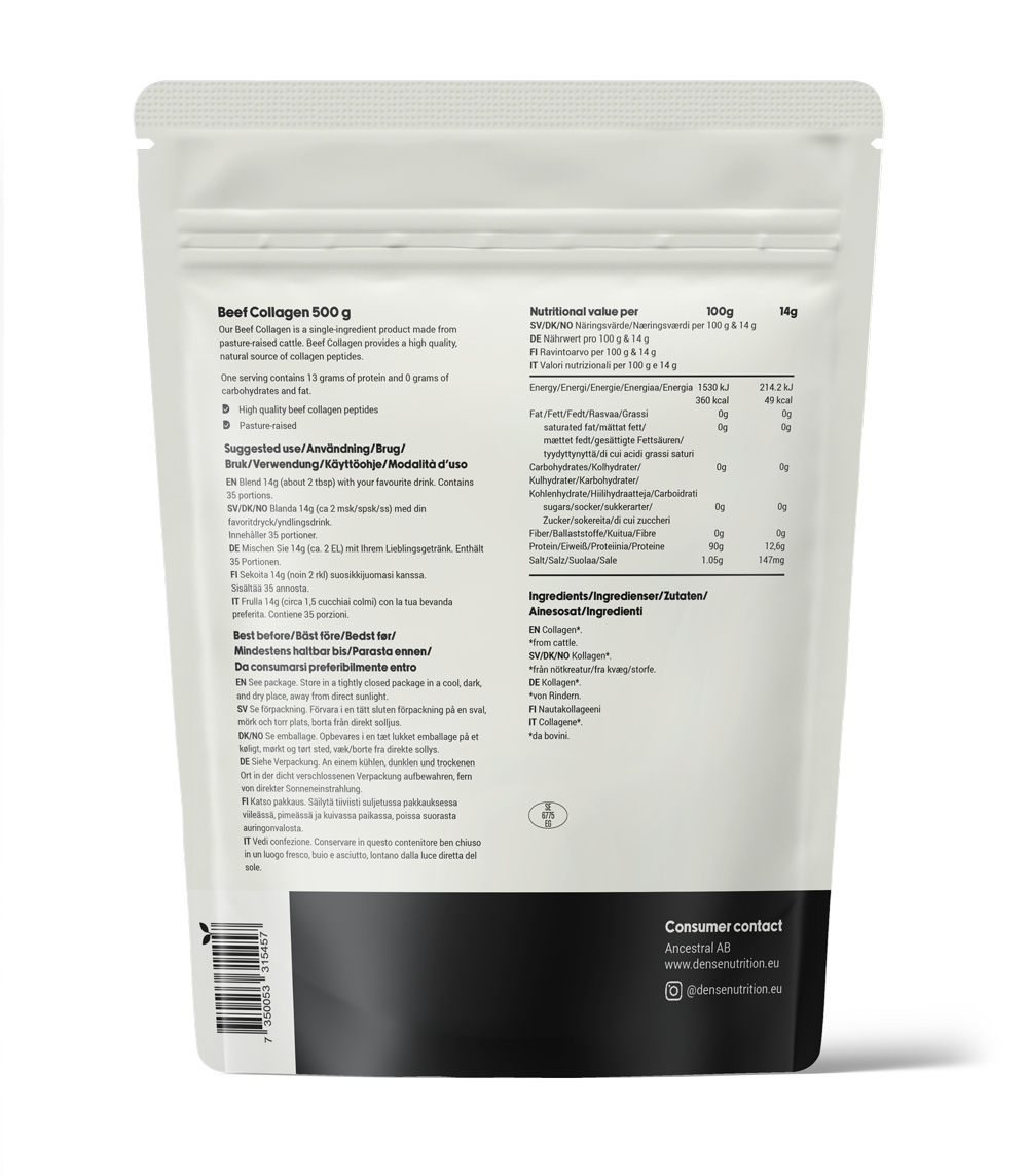 Pasture-raised beef collagen peptides nutrition facts