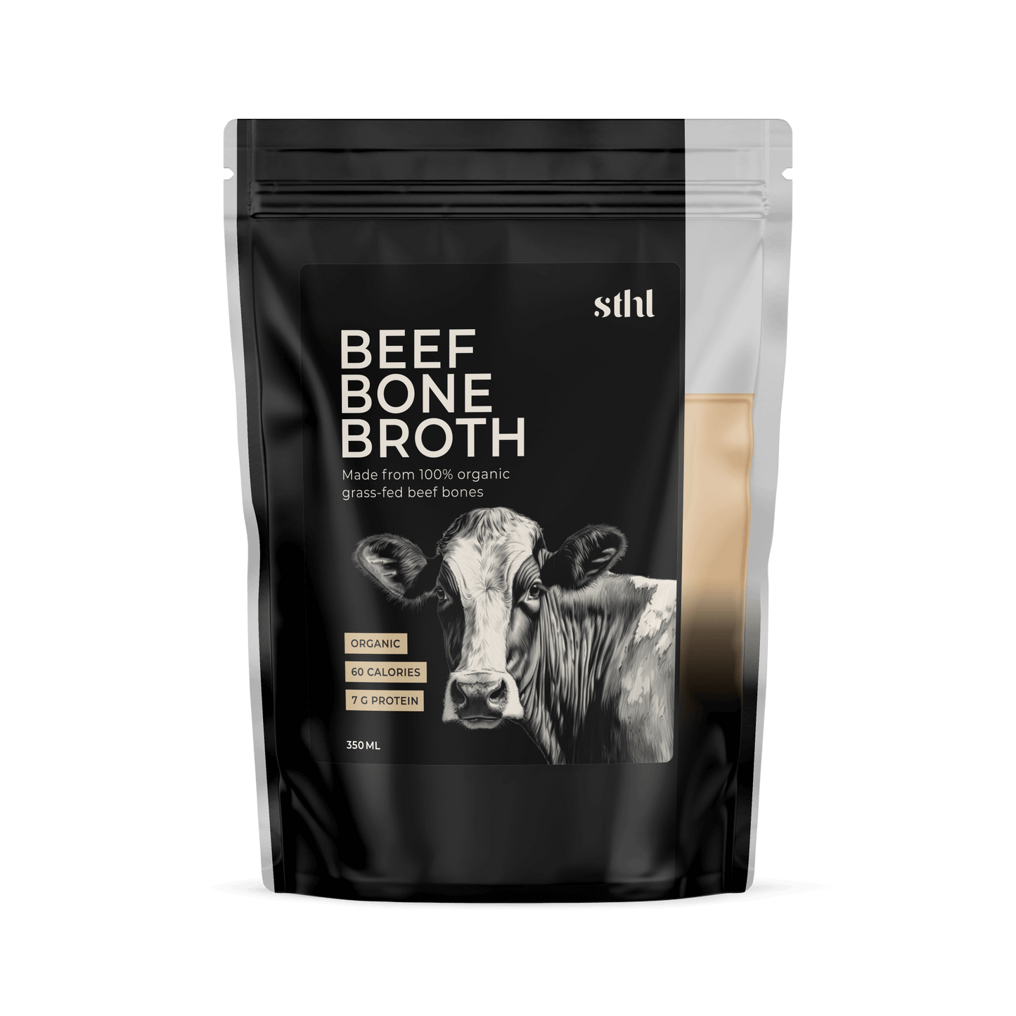 Organic, grass-fed beef bone broth. Ready to drink, premade