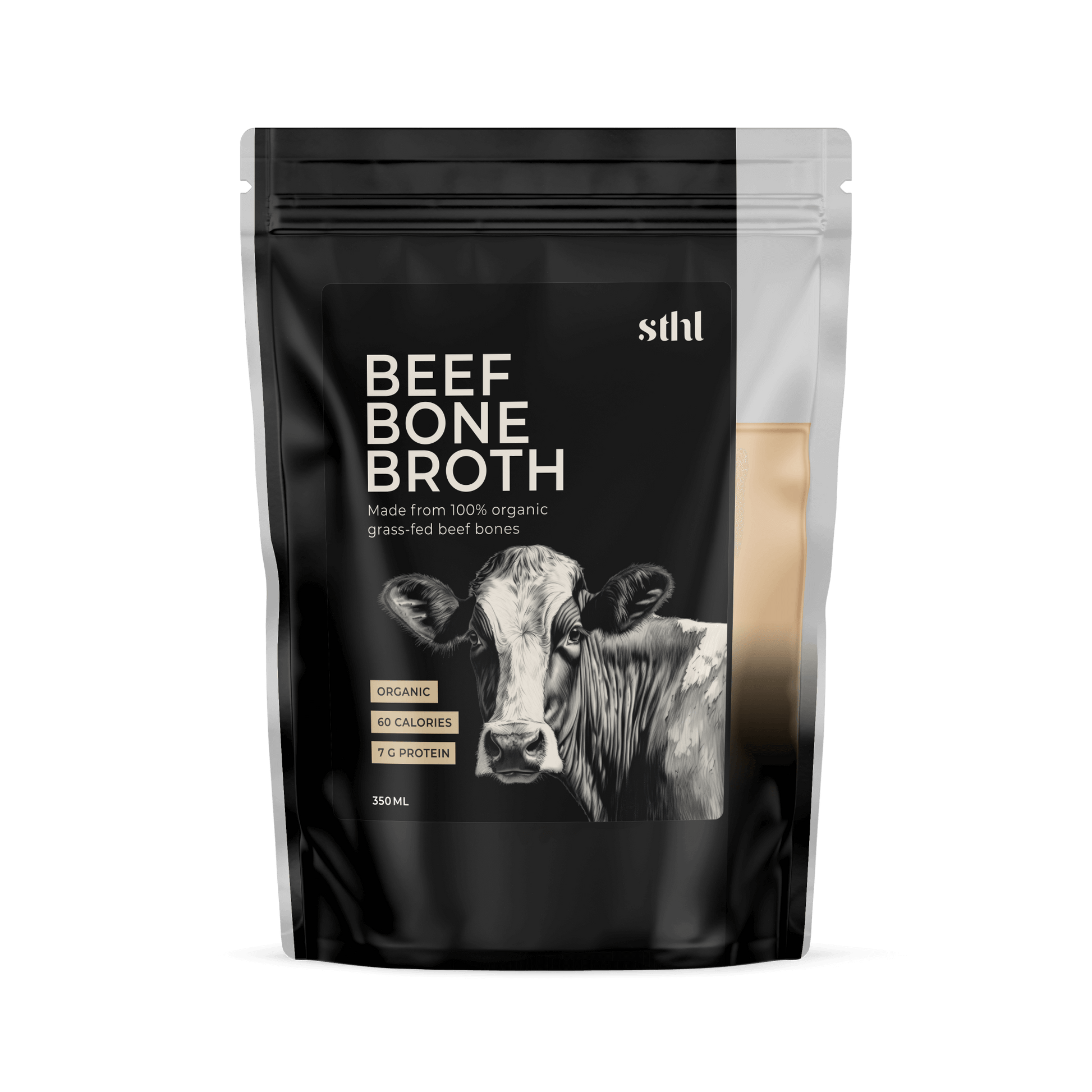 Organic, grass-fed beef bone broth. Ready to drink, premade