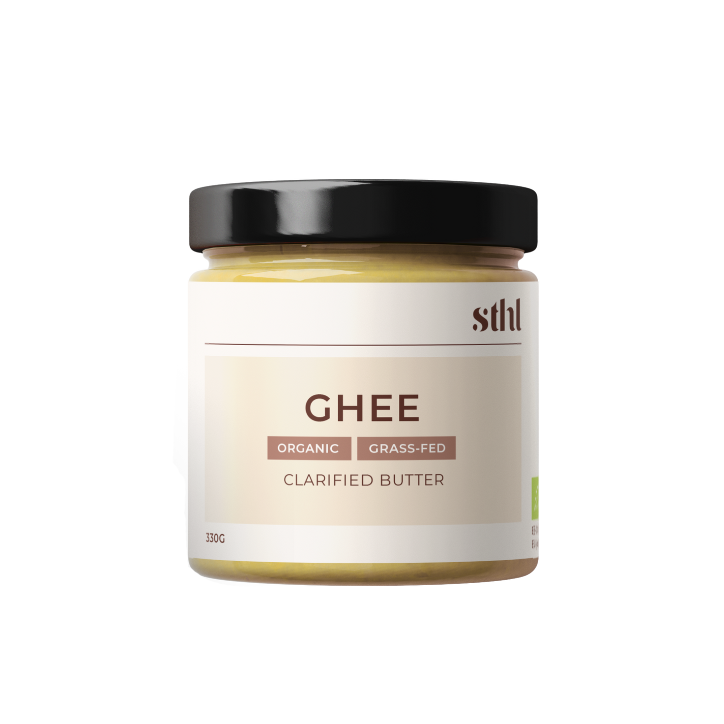 Grass-fed and organic ghee, clarified butter. Ready made