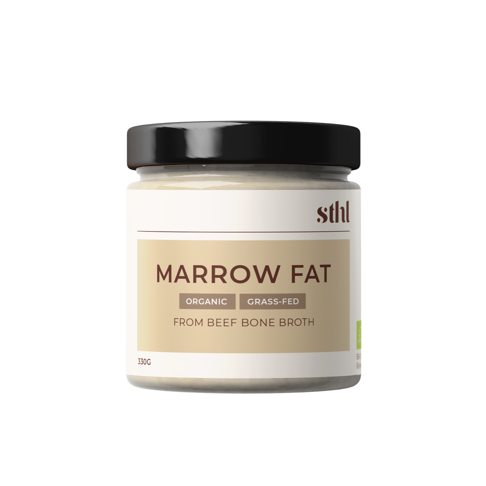 Organic and grass fed marrow fat from beef bone broth. Ready made in a jar