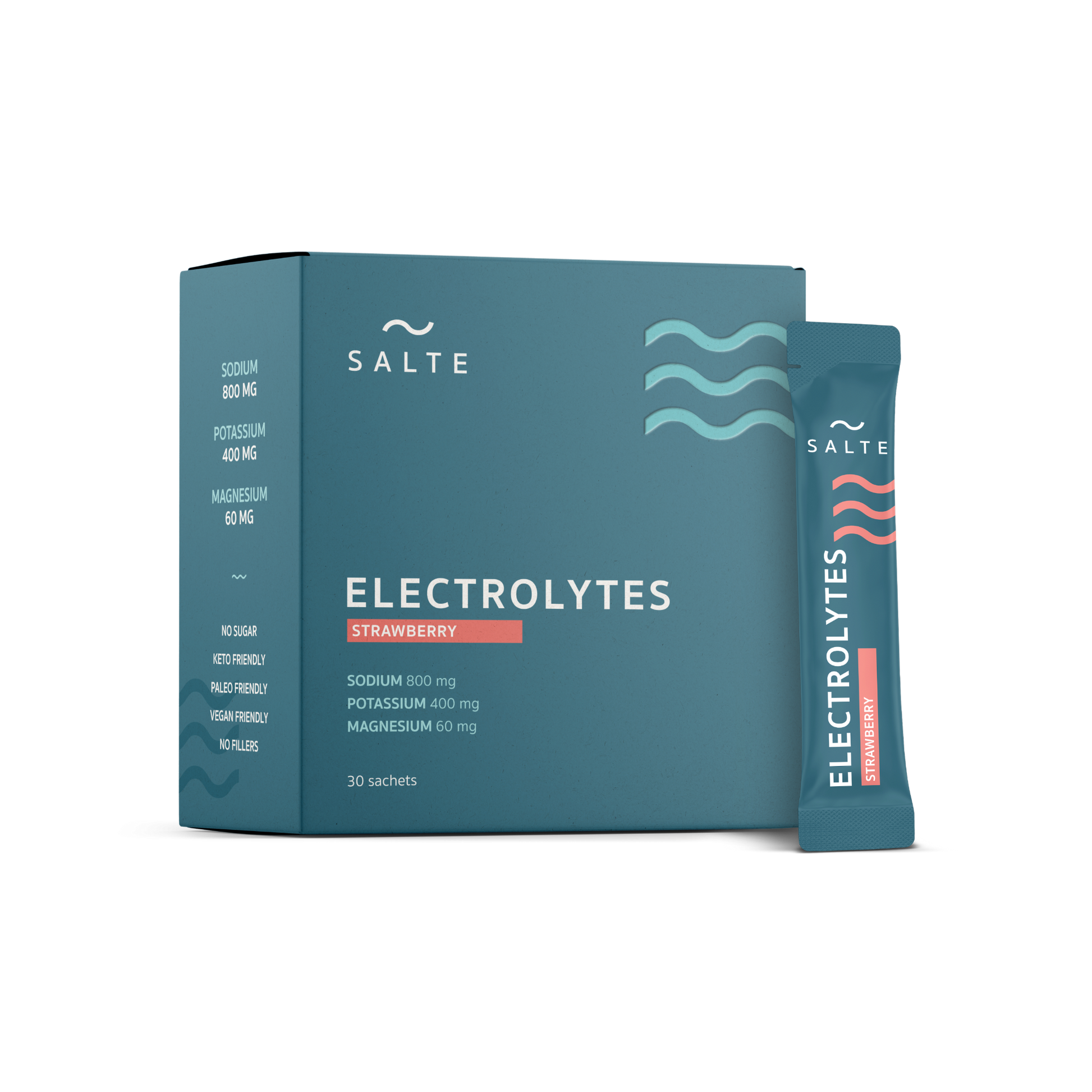 Electrolyte sachets with strawberry flavor